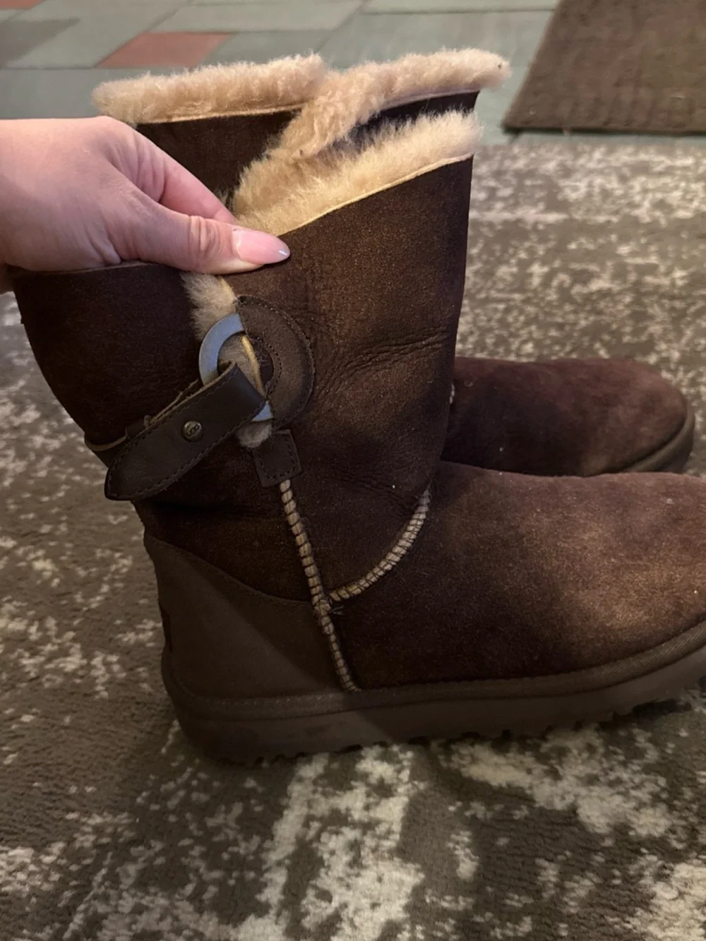 UGG Women's Suede Shearling Buckle Nash Boots